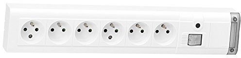Bloc multiprises fixable avec interrupteur bipolaire à voyant et 6 prises de courant 2P+T longueur 399mm