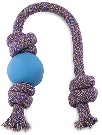 Beco Rubber Ball on Rope Dog Toy, Blue, Large, Pack of 1