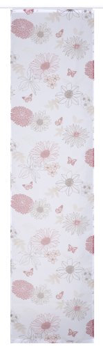 Elbersdrucke halbtransparent Schiebevorhang Flower Mix 04 weiß-rot 245 x 60 cm Flächenvorhang für Wohnzimmer Schlafzimmer Flur 190200