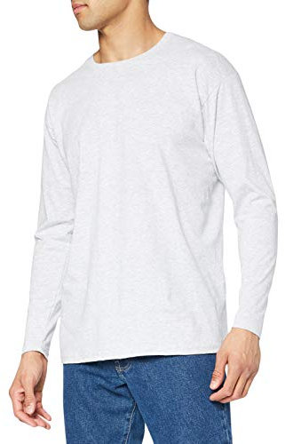 Fruit of the Loom Men's Valueweight Long Sleeve T-Shirt, Heather Grey, Medium