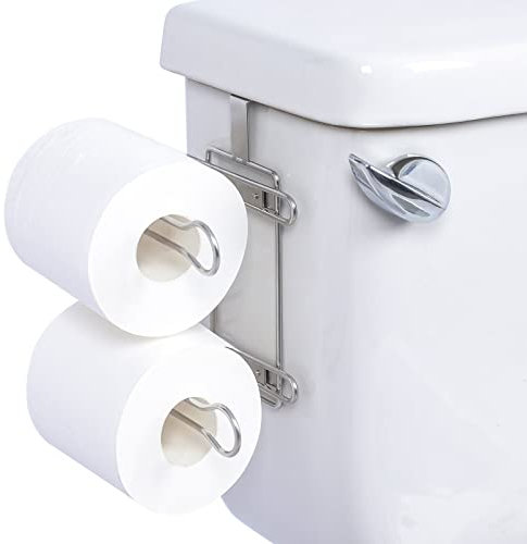 TQVAI Over The Tank Toilet Paper Roll Holder Stainless Steel Bathroom Tissue Storage Rack, Chrome Finish