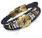 Flongo Lederarmband Horoskop Armband Damen Armkette Herren Armreif, Leder-Armband Armreif Manschette Manschettenknopf Schwarz Gold Golden Horoskop Tierkreis Sternzeichen Sternbild Skorpion