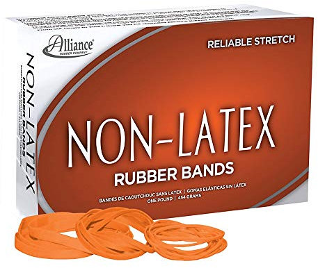 Alliance Rubber 37546#54 Assorted Non-Latex Rubber Bands, 1 lb Box Contains #19, 33, 64 (3 1/2 x 1/16, 3 1/2 x 1/8, 3 1/2 x 1/4, Orange)