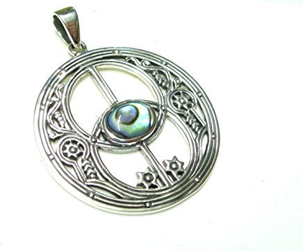 Kettenanhänger, Anhänger Silber Motiv Avalon, mit Abalone Muschel, aus Sterlingsilber filigran gearbeitet, Schmuck Damen Freundschaft