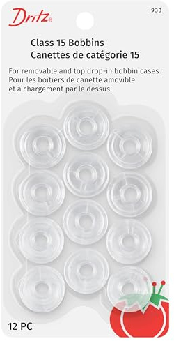 Dritz Class 15 Reusable Bobbins, 12 Count, Clear Plastic