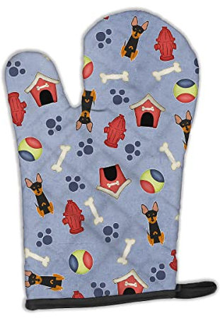 Caroline's Treasures BB2722OVMT Dog House Collection English Toy Terrier Oven Mitt Heat Resistant Thick Oven Mitt for Hot Pans and Oven, Kitchen Mitt Protect Hands, Cooking Baking Glove