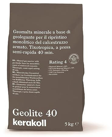 Kerakoll Geolite 40 Geomalta Minerale per Ripristino Monolitico del Calcestruzzo Armato Confezione 5kg