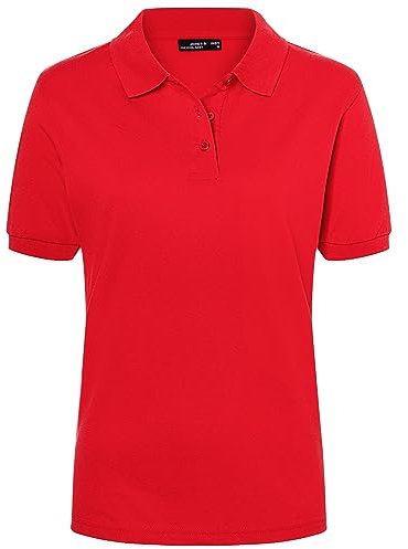 James & Nicholson Damenpolo Classic - Piqué-Poloshirt mit gestrickten Bündchen | Farbe: Signal-red | Grösse: M