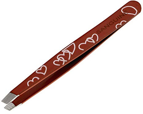 Pince à épiler professionnelle biseautée motifs cœurs violet / rouge / rose