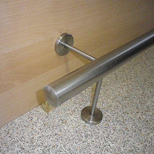 Edelstahl Bar-/Tresen-/Fußstange Ø 33,7 mm (aus einem Stück/ungeteilt) (080cm 2 Edelstahl-Halter)