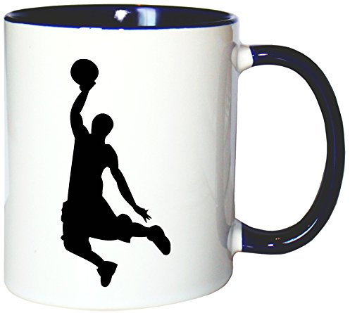 Mister Merchandise Kaffeetasse Becher Basketball Slamdunk Slam Dunk Dunking, Farbe: Weiß-Blau