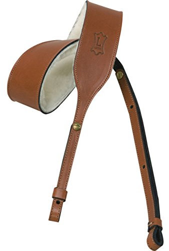Levy's Leathers Veg-Tan Leather Banjo Strap with Sheepskin, Walnut (PMB32-WAL)