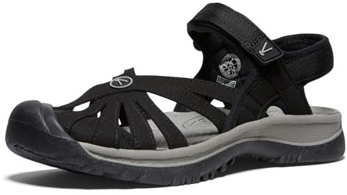 KEEN Women's Rose Sandal Black/Neutral Gray, 6