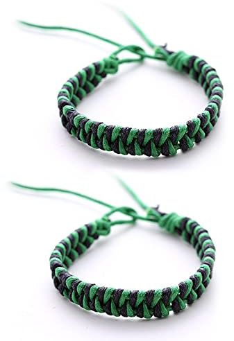 DonDon 2 braccialetti dell'amicizia colorati unisex - Verde-Nero