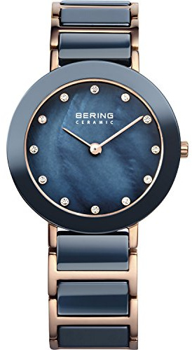 Bering Damen Quarz Uhr | Armbanduhr 29 mm Edelstahlgehäuse und Zifferblatt | Milanaisearmband | Saphierglas | 5 ATM | 11429