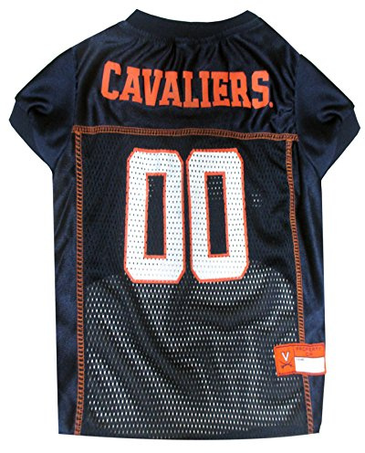 Pets First NCAA College Virginia Cavaliers Mesh Jersey for Dogs & Cats, Large. Licensed Dog Jersey with Your Favorite Football/Basketball College Team