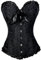 Everbellus Women Lace Up Stain Waist Trainer Corset Boned Bustier Black, M