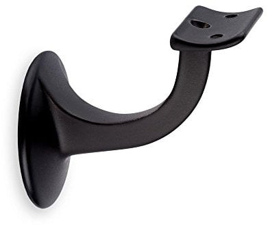 Handlaufhalter schwarz runde Auflage mit Stockschraube (matt)