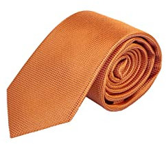 PB Pietro Baldini Krawatte für Herren aus 100% Seide - Krawatte aus Seide handgefertigt in Italien - 150 x 7 cm - Orange Karo Muster