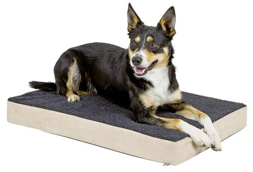 Kerbl Pet Matratze Memory-Foam, Hundekissen, Hundematratze, beige, anthrazit, 115x75x8cm, Polyester, Plüsch, orthopädisch, rutschfest, Bezug abnehmbar