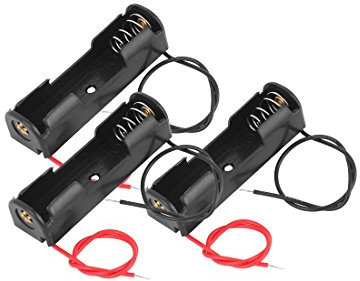 sourcingmap Dual Wires Spring Clip Black Plastic Batteries Case Holder for 1.5V AA Battery 3Pcs