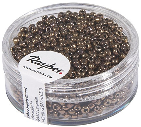 Rayher 1406424 Rocailles, 2 mm ø, mit Silbereinzug, kupfer