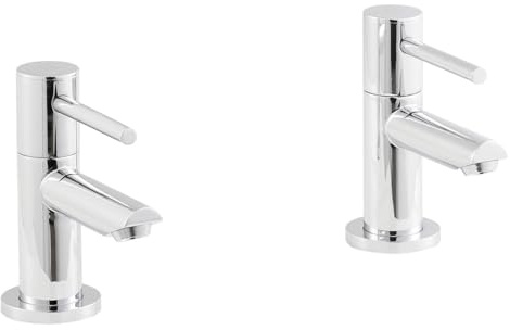 nuie FJ311 Series Two ǀ Modern Bathroom Round Lever Handle Basin Taps, 45mm x 113mm x 111mm, Chrome