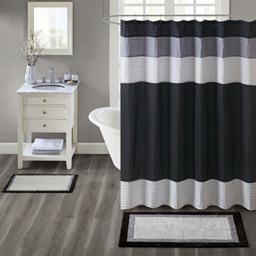Madison Park Amherst Tufted Bath Rug Cotton Non-Slip, 20 x 30, Black