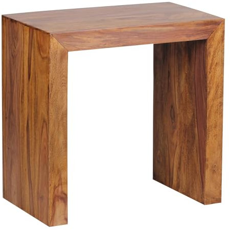 Wohnling Beistelltisch Mumbai Massiv-Holz Sheesham 60 x 35 cm Wohnzimmer-Tisch Design dunkel-braun Landhaus-Stil Couchtisch