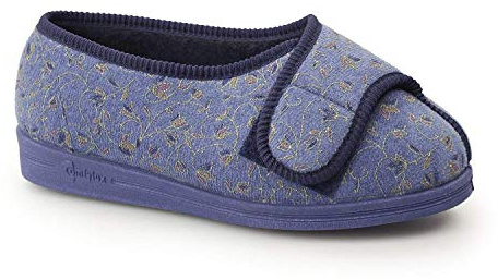 DIANA Velcro® Slipper - Blue Floral - Blue Floral - size UK Ladies Size 8