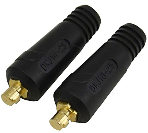 RIVERWELD TIG Welding Cable Panel Connector Plug DKJ10-25 200Amp with Black Colour Dinse-Style Quick Fitting Pack of 2