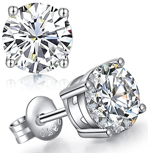 Ohrstecker Silber 925 Herren Ohrringe Diamant Männer Ohrringe Silber Zirkonia Ohrstecker Herren Weißgold 7mm