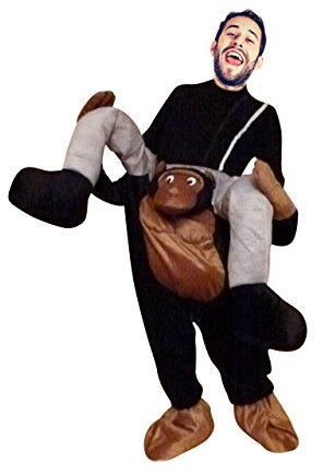 Ikumaal Carry me Affen-Kostüm, F102 M-XL, für Erwachsen-e Männer Frau-en, Gorilla Affe als Huckepack Paar- Gruppen-Kostüme Karneval Fasching Karnevalskostüm-e