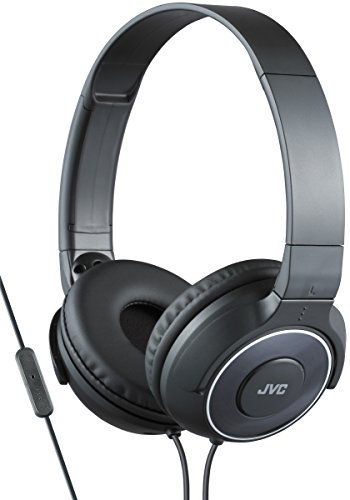 JVC HA-SR225-B-E Cuffia Leggera ad Alta Qualità, con Microfono e Telecomando a Tasto Singolo, Nero