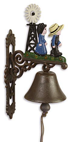 Türglocke Glocke Wandglocke Gußeisen 2er Set Landhaus Motiv:Windmühle Figuren H:40,5cm