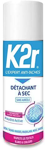 Miror K2r Poudre active - Détachant à Sec - Aérosol (200 mL) - Respecte les textiles blancs et colorés - Tous types de taches