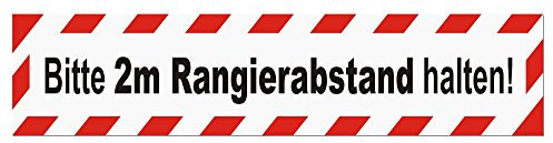Magnetschild Bitte 2m Rangierabstand halten | Schild magnetisch | lieferbar in drei Größen (65 x 13 cm)