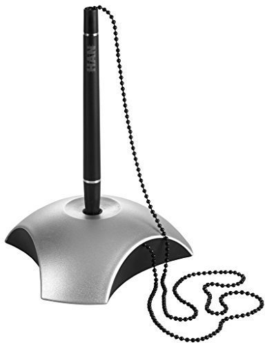 HAN Stifthalter DELTA, Eleganter Kugelschreiber mit Kette, für eine optimale Schreibtisch Organisation, für Büro oder Empfangstresen, 2751-77, silber