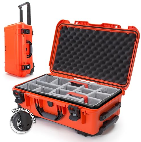 NANUK 935 Hard Case for Camera & Lenses with Padded Divider – Waterproof Equipment Case with Wheels, 22” x 14” x 9” – Dustproof, Impact Resistant, Carry-On Approved for Most Airlines – Orange