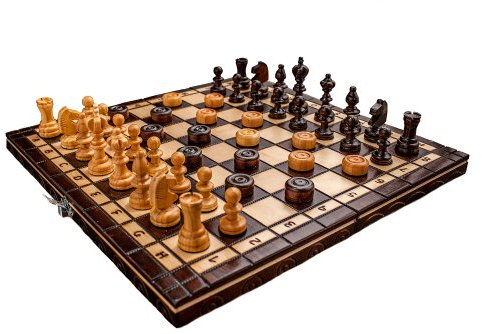 Prime Chess Hand Crafted Cherry Wooden Chess And Draughts Set 35cm x 35cm Age 14+