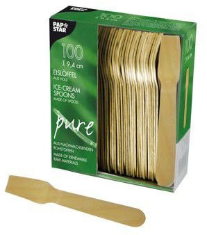 100 Eislöffel, Holzpure 9,4 cm Einweglöffel