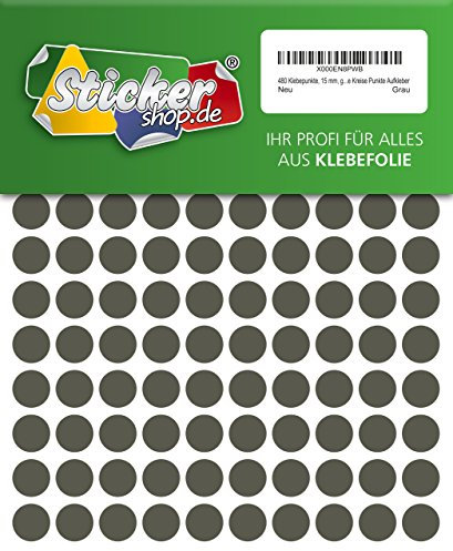 480 Klebepunkte, 15 mm, grau, aus PVC Folie, wetterfest, Markierungspunkte Kreise Punkte Aufkleber