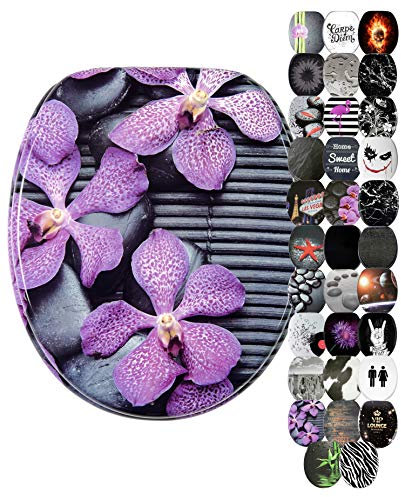 Sanilo Toilet Seat, Wide Choice of Black Toilet Seats, Stable Hinges, Easy to Mount (Vanda)