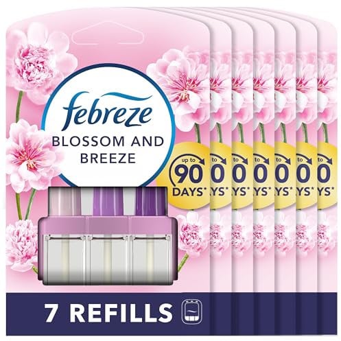 Febreze 3Volution Plug-In Air Freshener Refill, Blossom & Breeze, Pack of 7 (20ML x 7), Odour Fighter & Bathroom Freshener