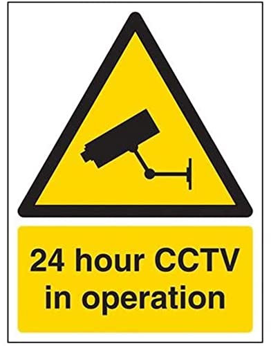 V Safety 6E001AN-R Security Notice, Cctv In Operation Sign - Portrait - 150mm x 200mm - 1mm Rigid Plastic, Black/Yellow