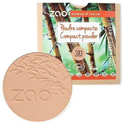 Bio Make Up Vegan Compact Powder ZAO Refill 9 g – Vegane Naturkosmetik Schminke Puder – deckend & mattierend – Nachfüller Nr. 303 Apricot Beige