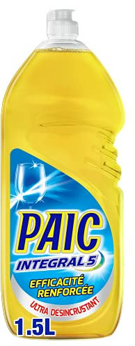 PAIC - Liquide Vaisselle Integral5 - Efficacité renforcée, Superdégraissant et Anti-traces - Parfum Citron - Flacon de 1,5 L