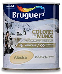 Bruguer Colores del Mundo Pintura para paredes monocapa Alaska Blanco Luminoso750 ml