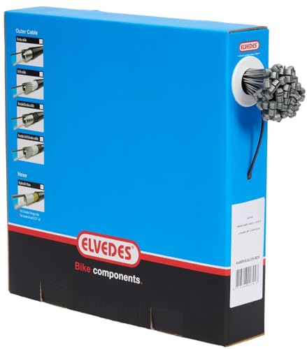 Elvedes Inner Câble de Frein intérieur Universel en Acier Inoxydable Slick 2000 mm O7 x 6 mm dans Une boîte distributrice de 100 pièces. -Noir Mixte
