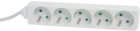 DEBFLEX Multiple-Bloc Electrique 716973 Rallonge MultIPrise 5 Prises 2P+T-Cordon 1 mètre Pegboardable-Blanc